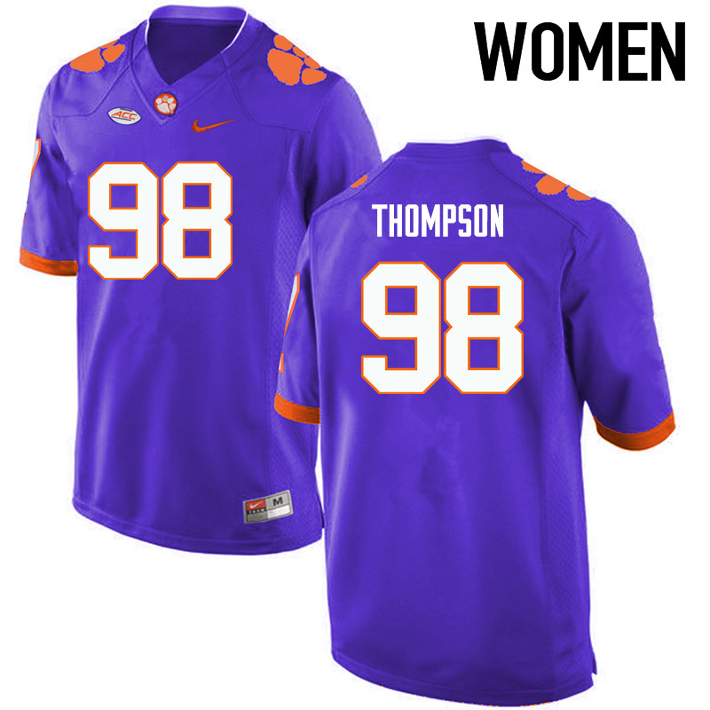 Women Clemson Tigers #98 Brandon Thompson College Football Jerseys-Purple - Click Image to Close